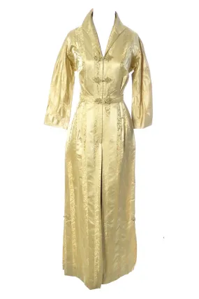 1950s Gold Satin Vintage Hostess Gown