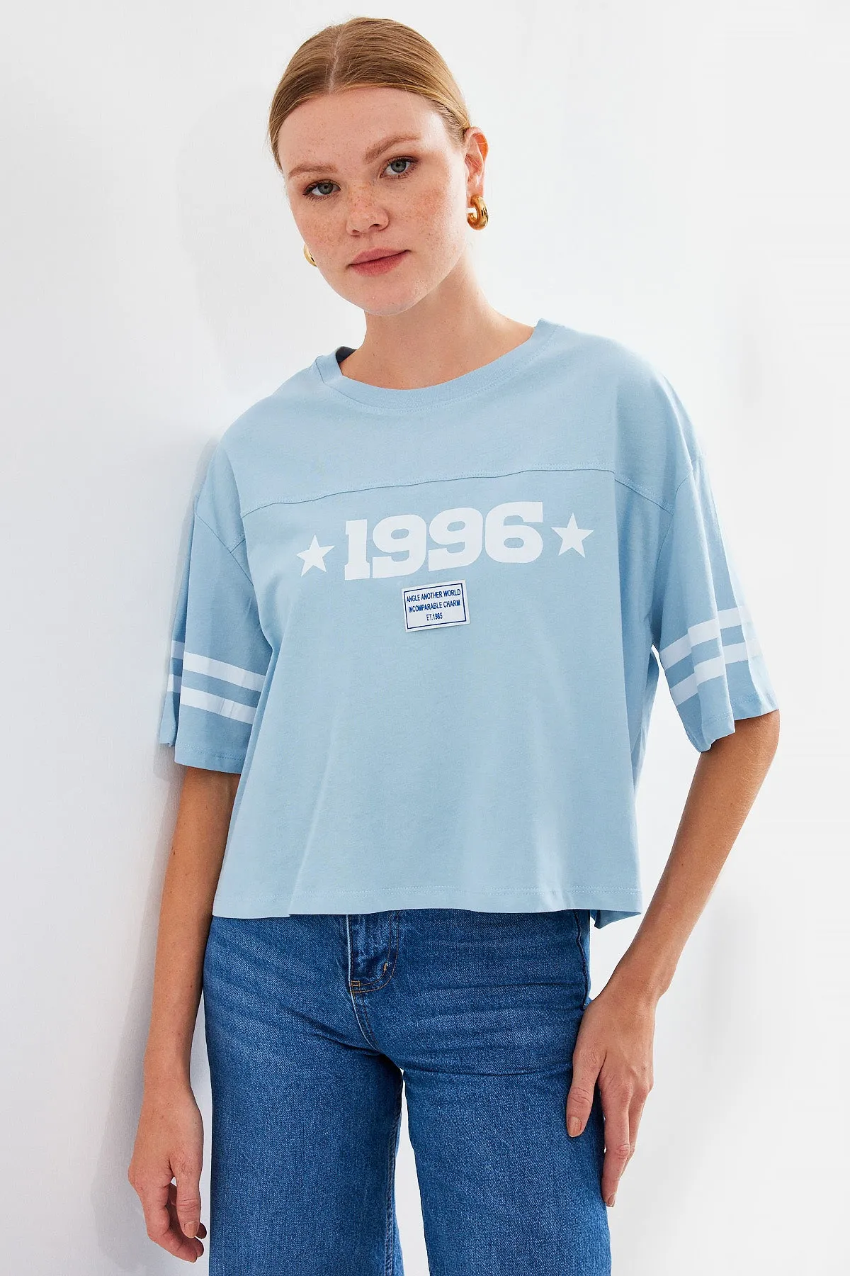 4322 baskili oversize basic tişört