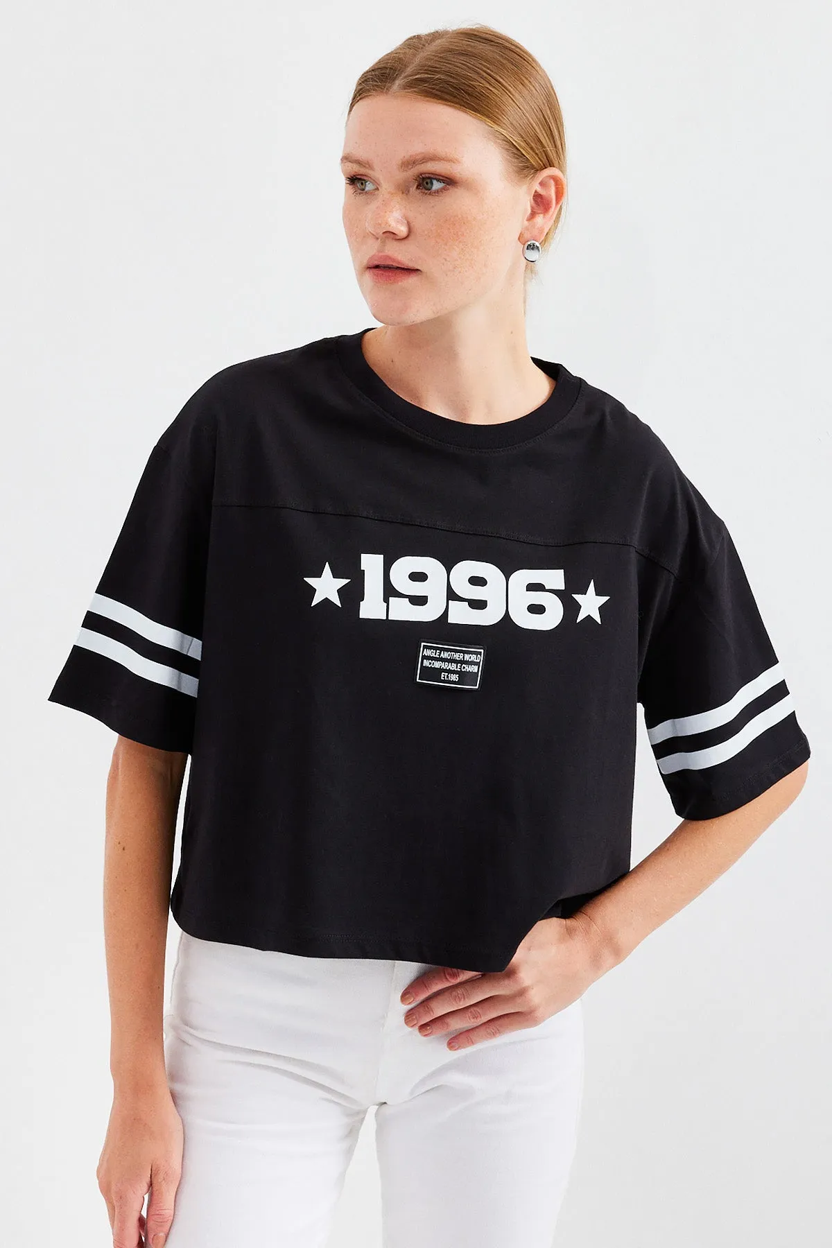 4322 baskili oversize basic tişört