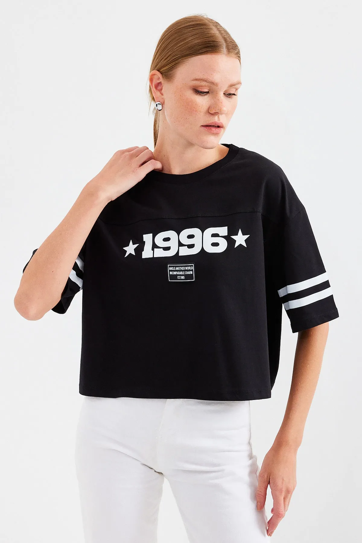 4322 baskili oversize basic tişört