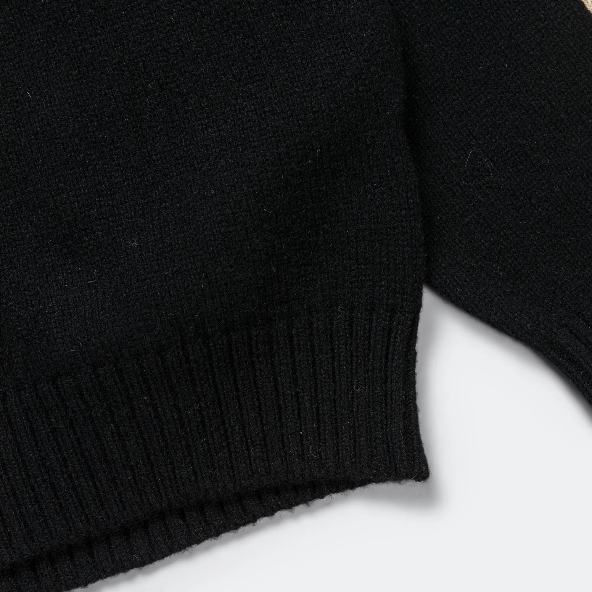 5G Wool BONE Hood Sweater - Black