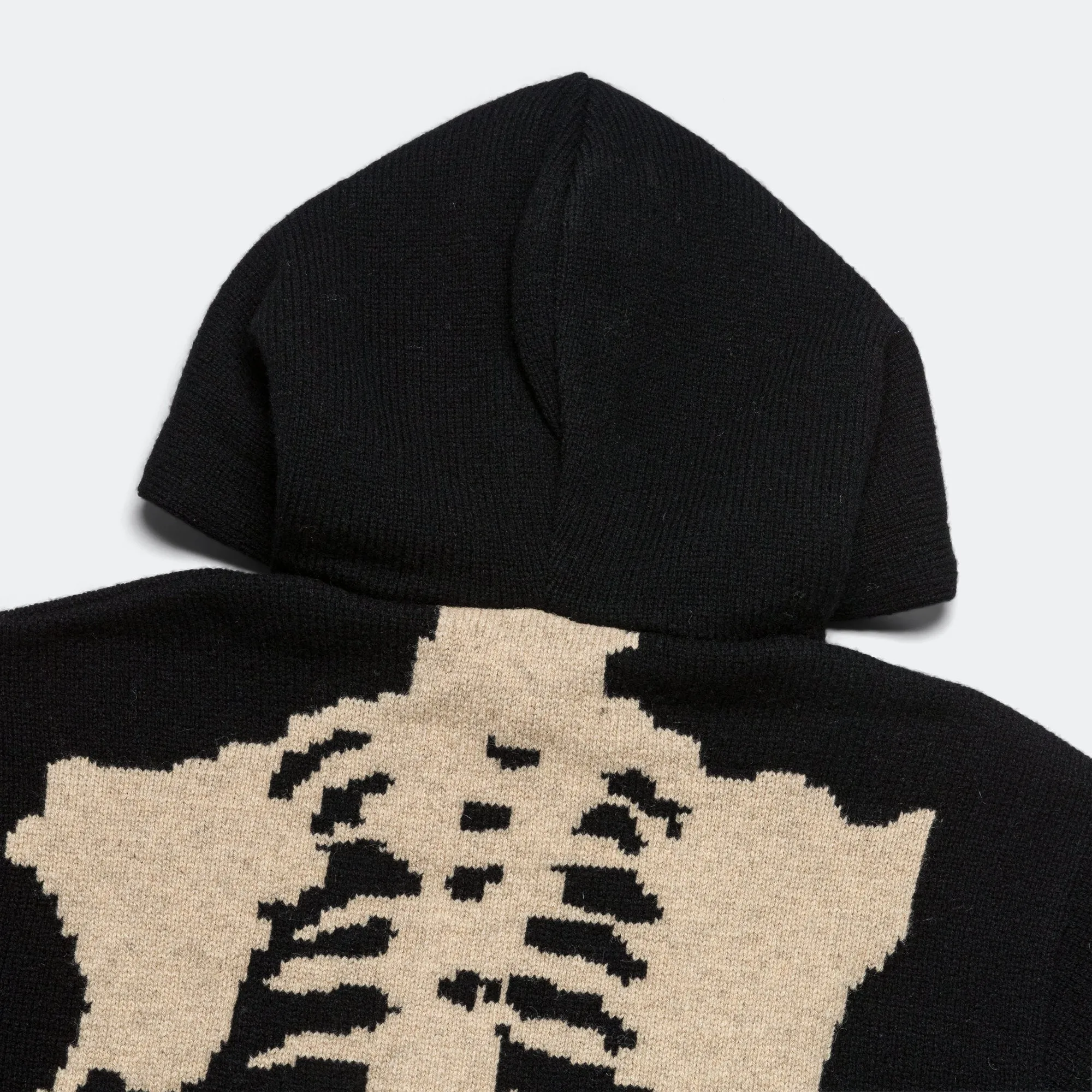 5G Wool BONE Hood Sweater - Black