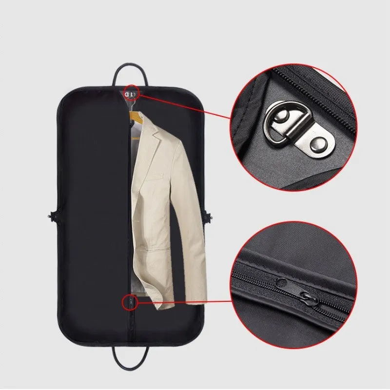 (98x60cm) Travel fabric garment bag hanging bag for suits / shirts / jackets - Black