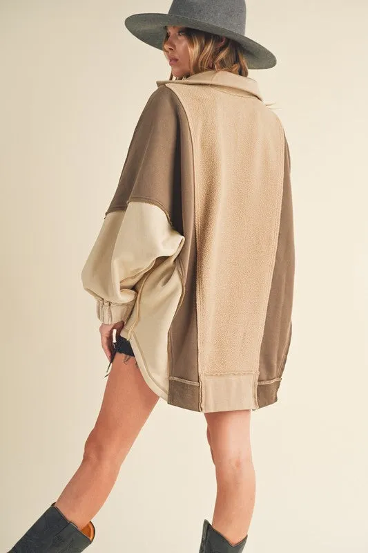 AEMI & Co. Stylish Oversized Hooded Lallie Sweatshirt with Exposed Seam