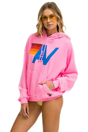 AVIATOR NATION LOGO PULLOVER HOODIE RELAXED NEON PINK