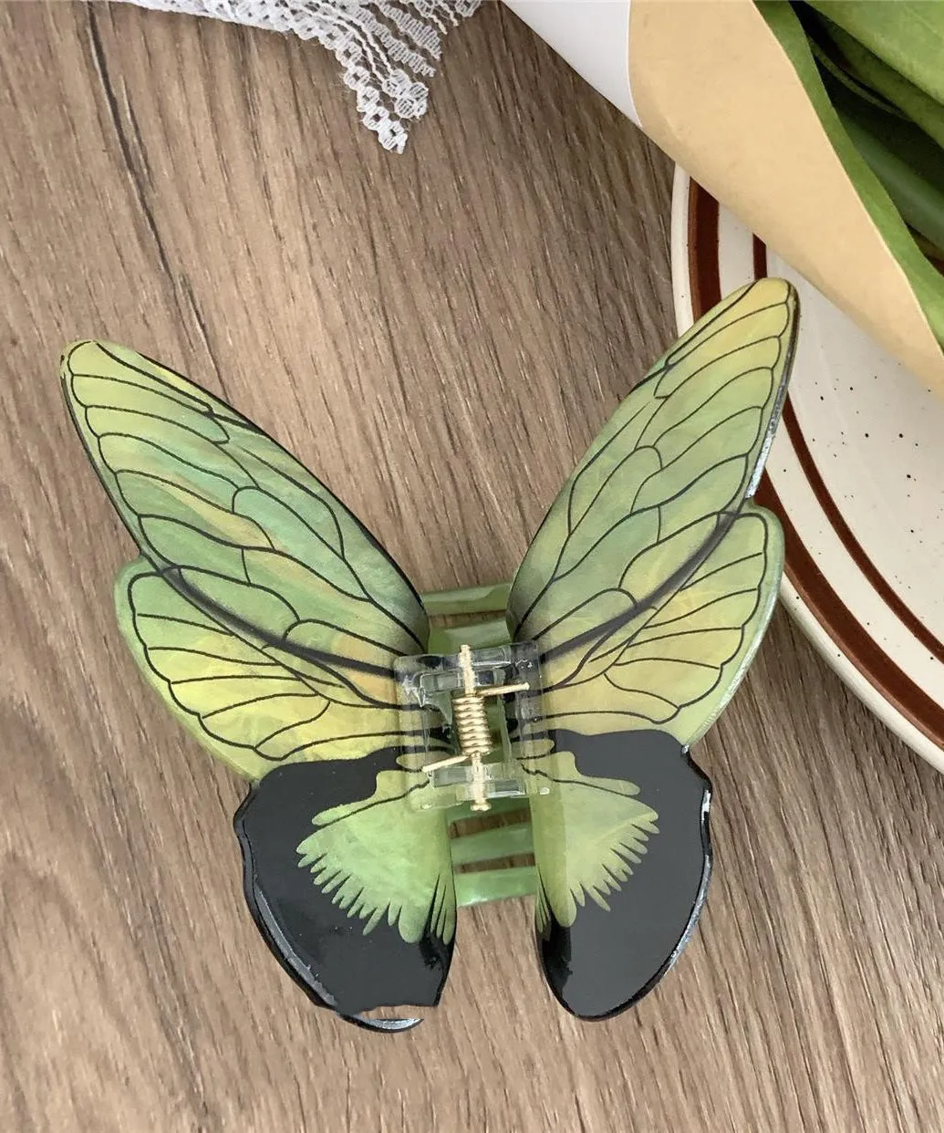 Beautiful Light Green Alloy Butterfly Hairpin AB1085