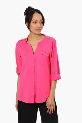 Beechers Brook Zip Pocket Roll Up Sleeve Shirt - Pink