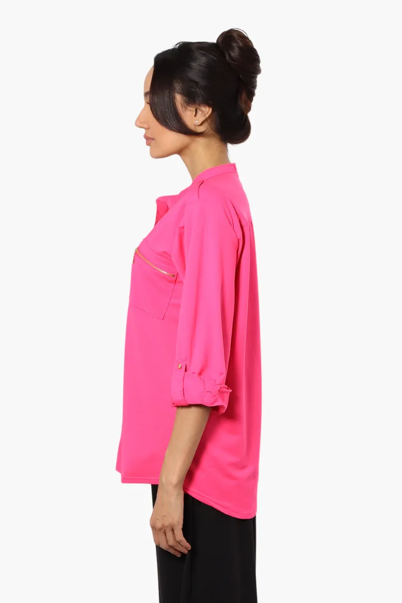 Beechers Brook Zip Pocket Roll Up Sleeve Shirt - Pink