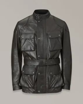 BELSTAFF TRIALMASTER HAND WAXED LEATHER MOTORCYCLE JACKET - ANTIQUE BLACK