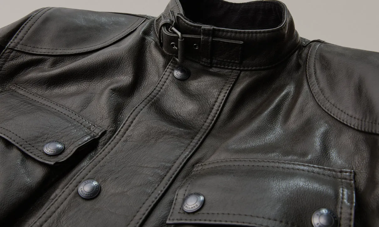 BELSTAFF TRIALMASTER HAND WAXED LEATHER MOTORCYCLE JACKET - ANTIQUE BLACK