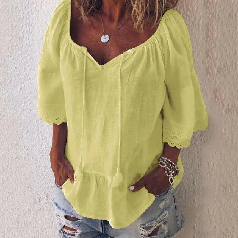 Big V-neck Loose Short Sleeves T-shirt