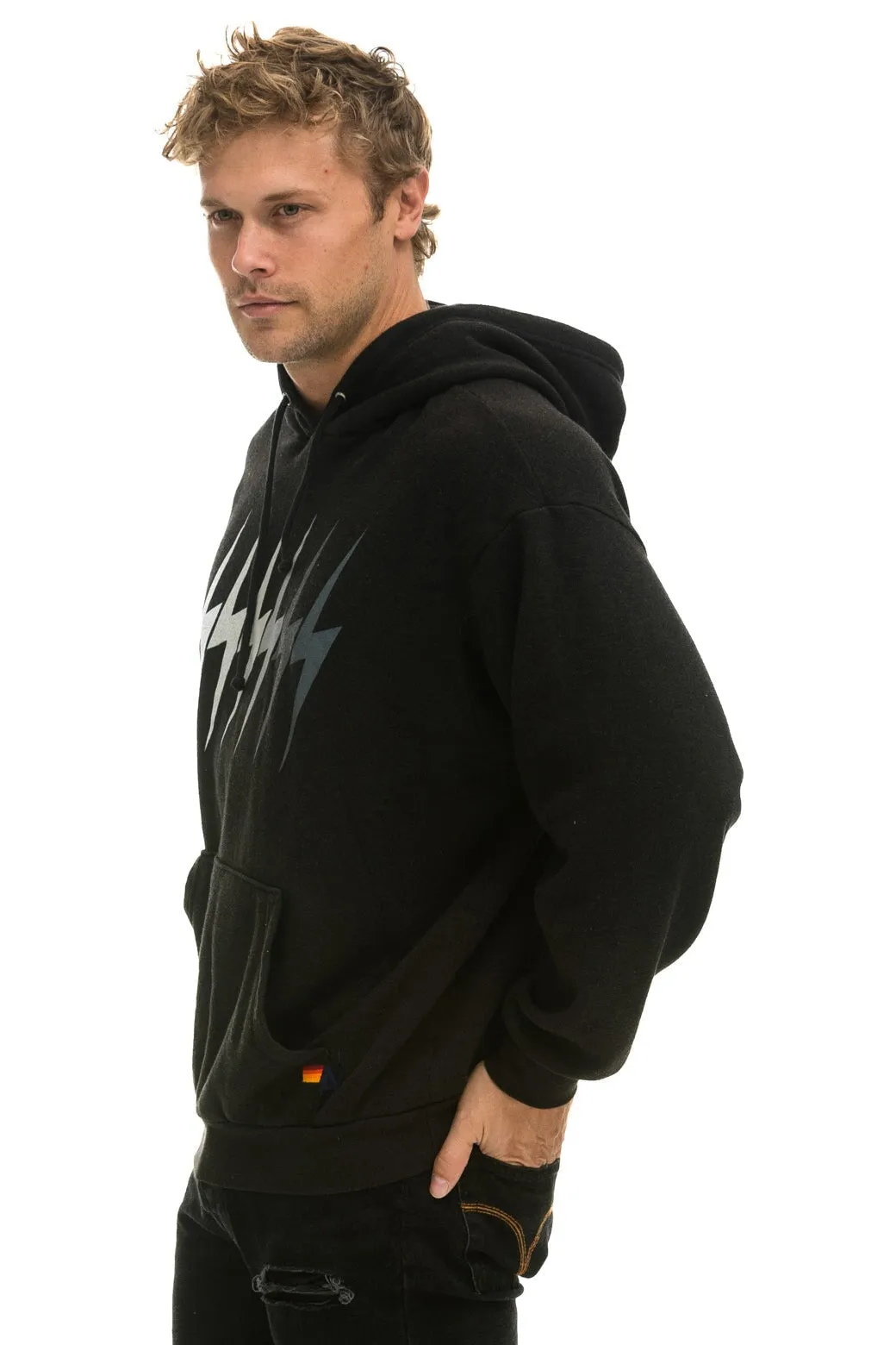 BOLT GRADIENT RELAXED PULLOVER HOODIE - BLACK // GREY