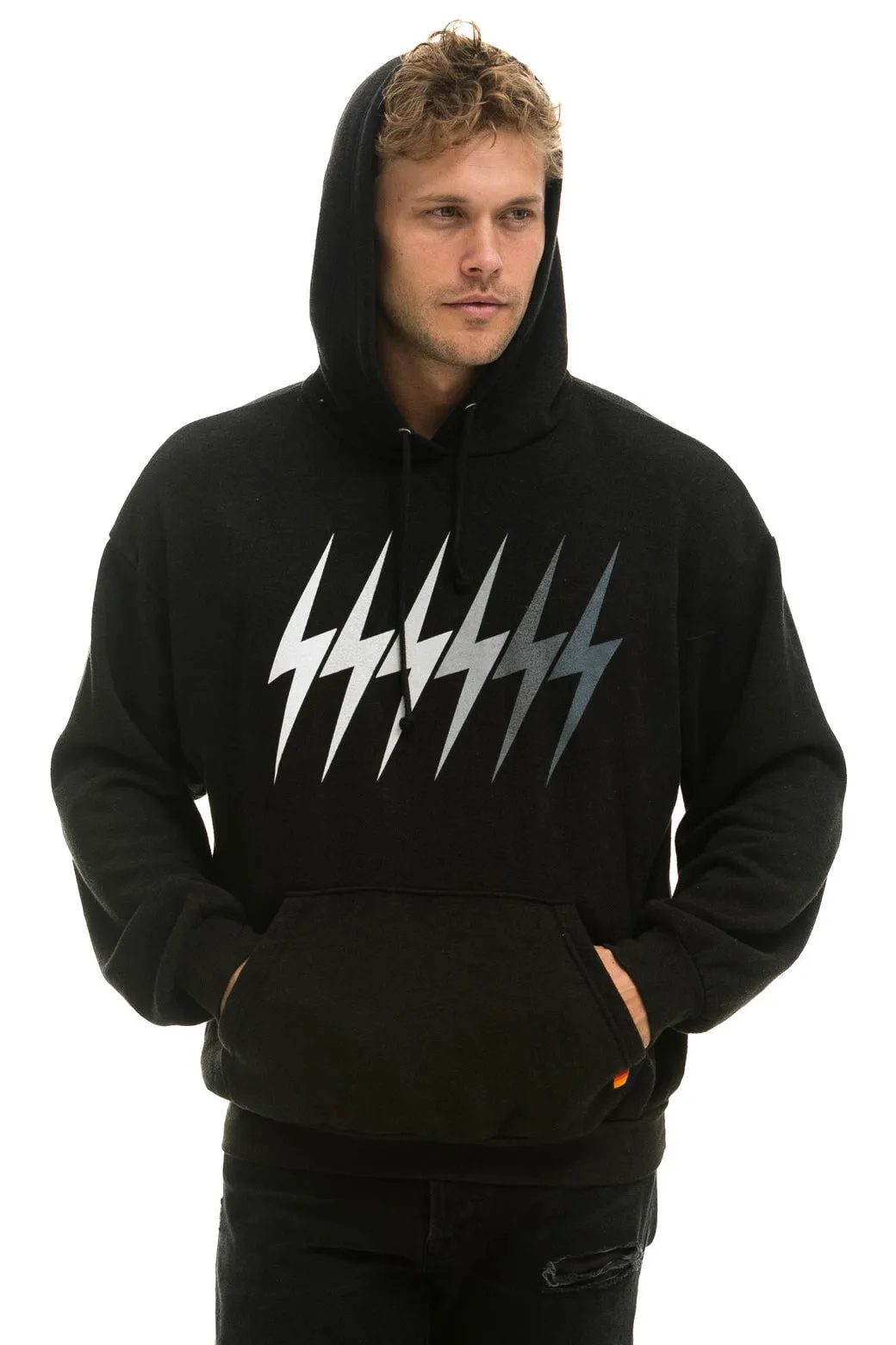 BOLT GRADIENT RELAXED PULLOVER HOODIE - BLACK // GREY