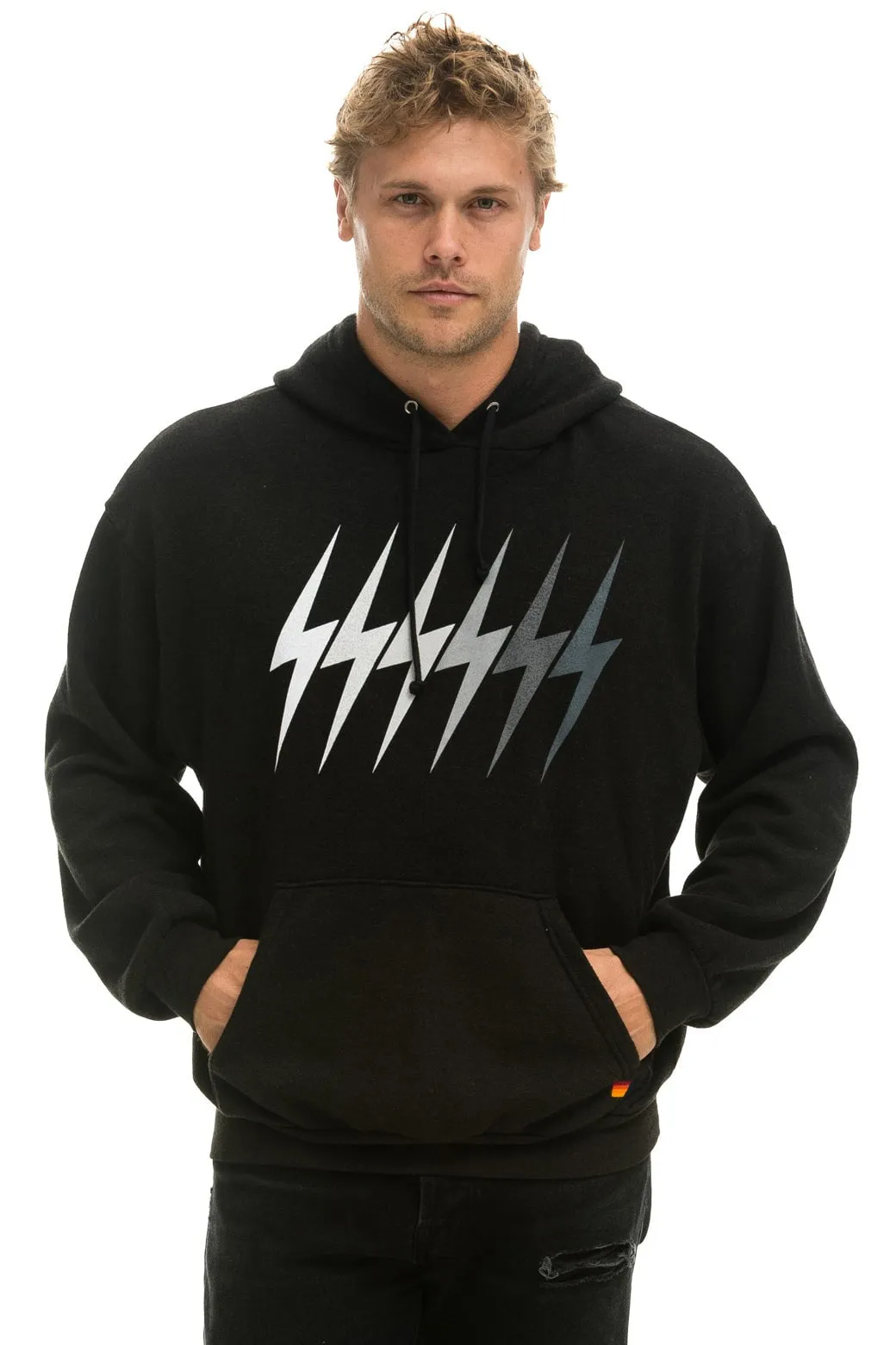 BOLT GRADIENT RELAXED PULLOVER HOODIE - BLACK // GREY