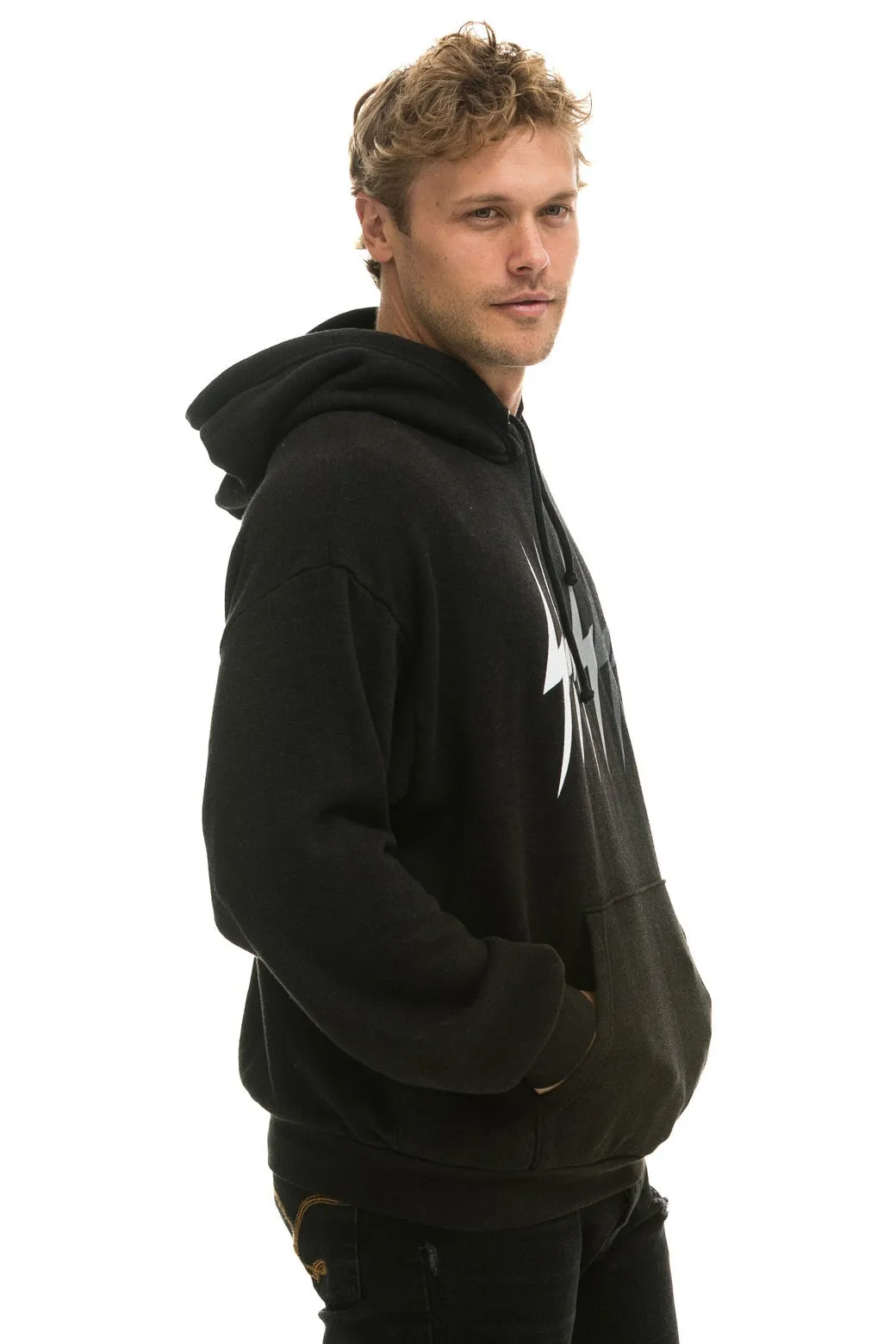 BOLT GRADIENT RELAXED PULLOVER HOODIE - BLACK // GREY