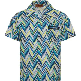 Boys Blue Zig Zag Cotton Shirt