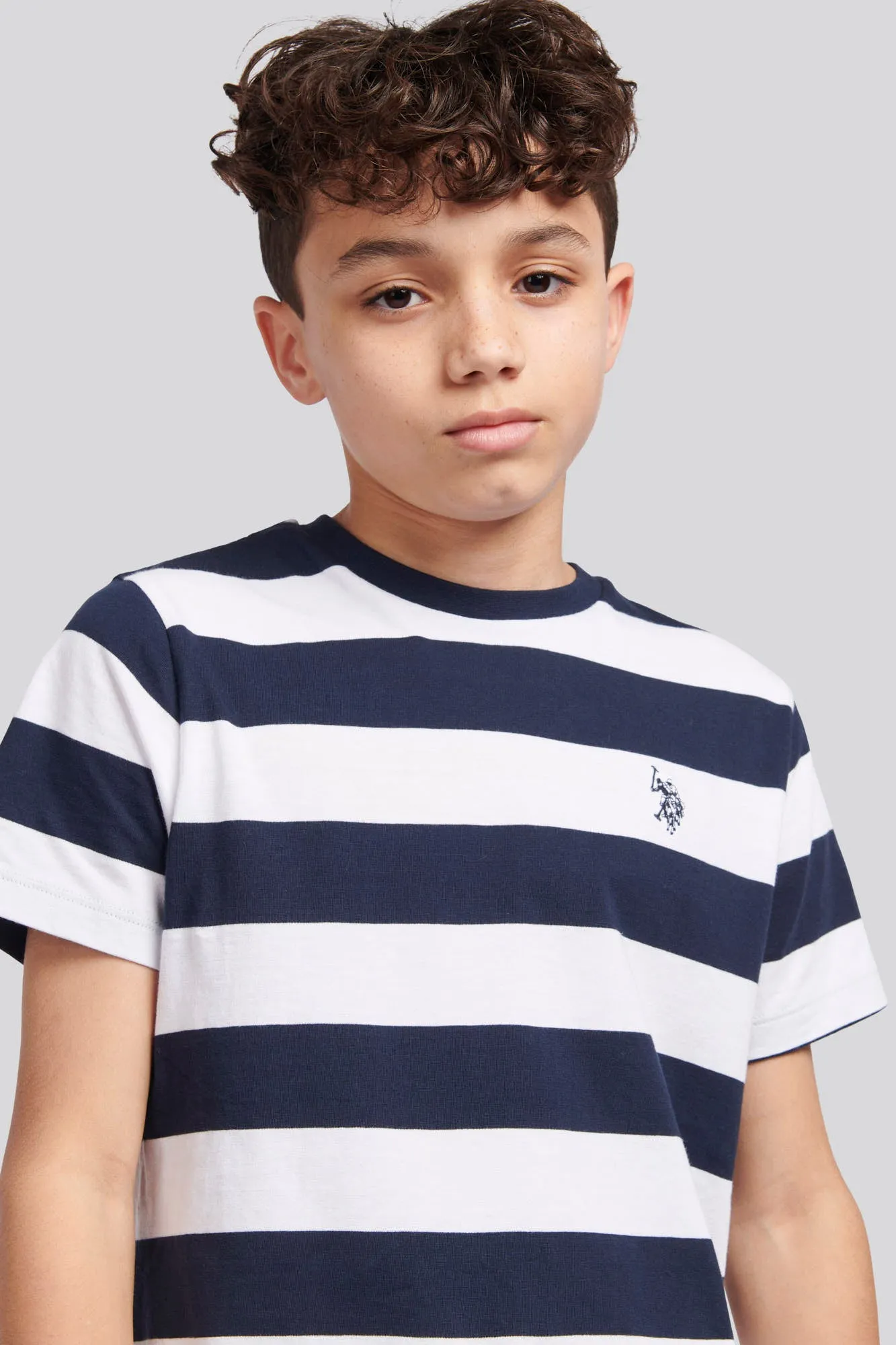 Boys Classic Stripe T-Shirt in Dark Sapphire Navy