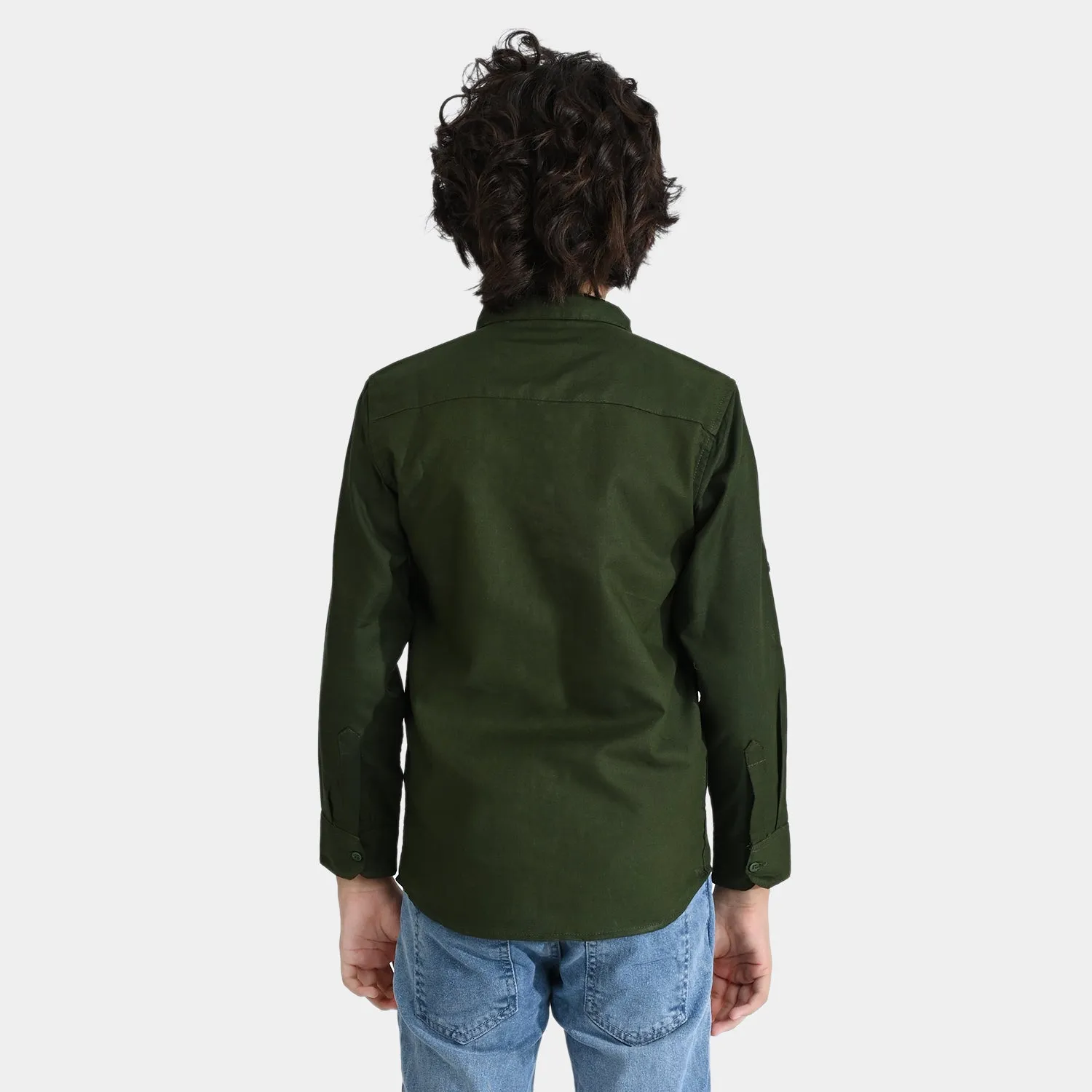 Boys Cotton Casual Shirt F/S Hero-Green