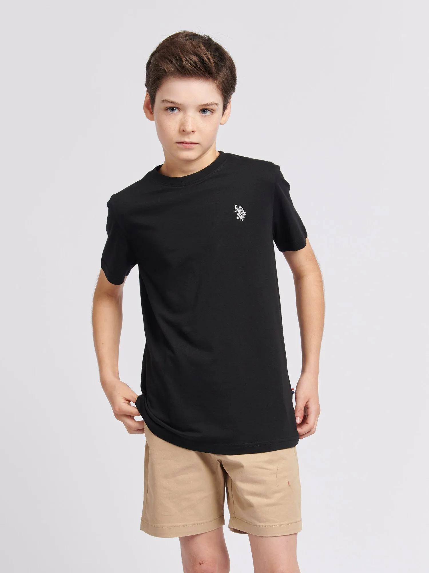 Boys Double Horsemen T- Shirt in Black Bright White DHM