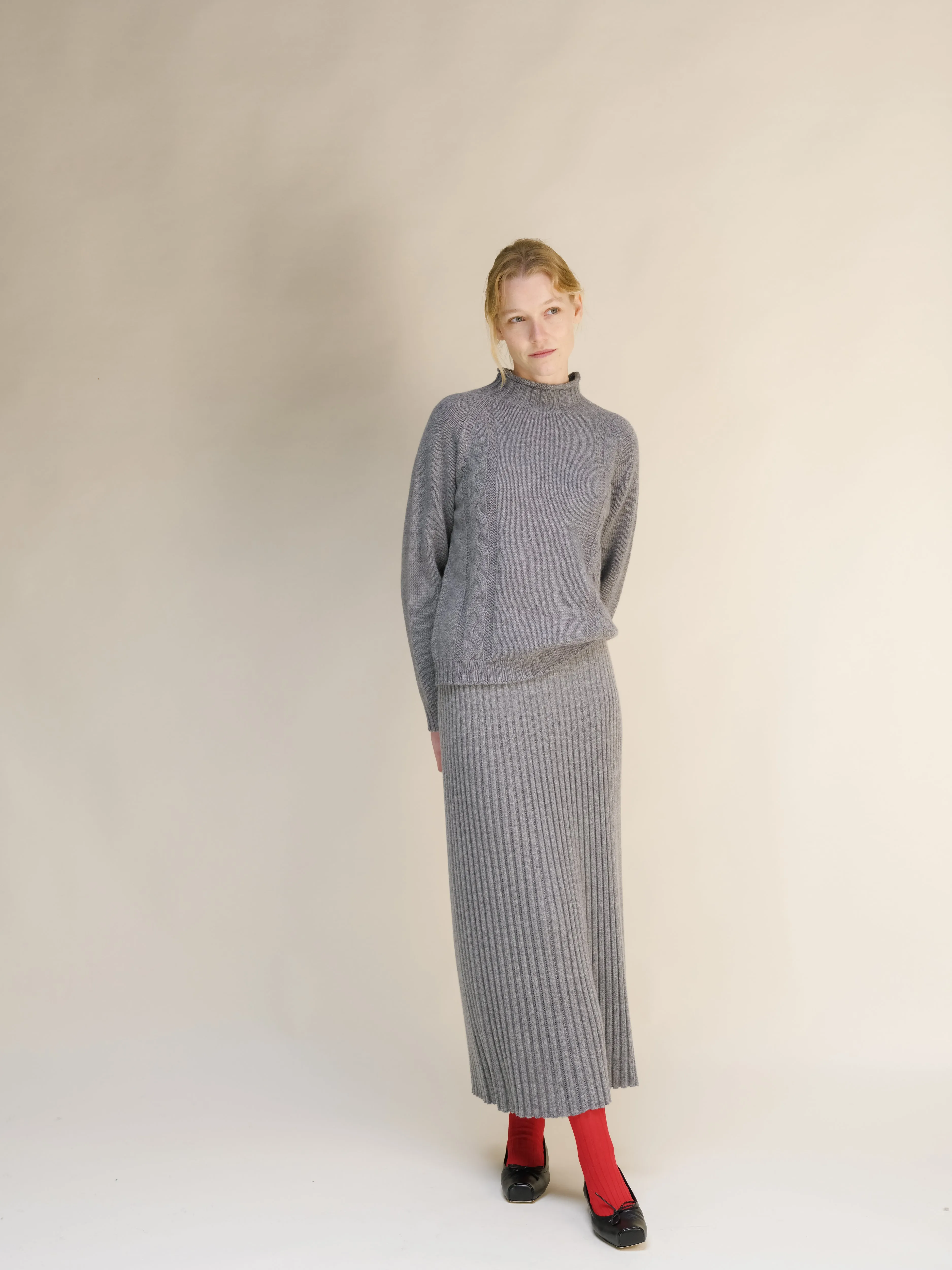 Cashmere Mix Perforated Skirt (3D-Knit)