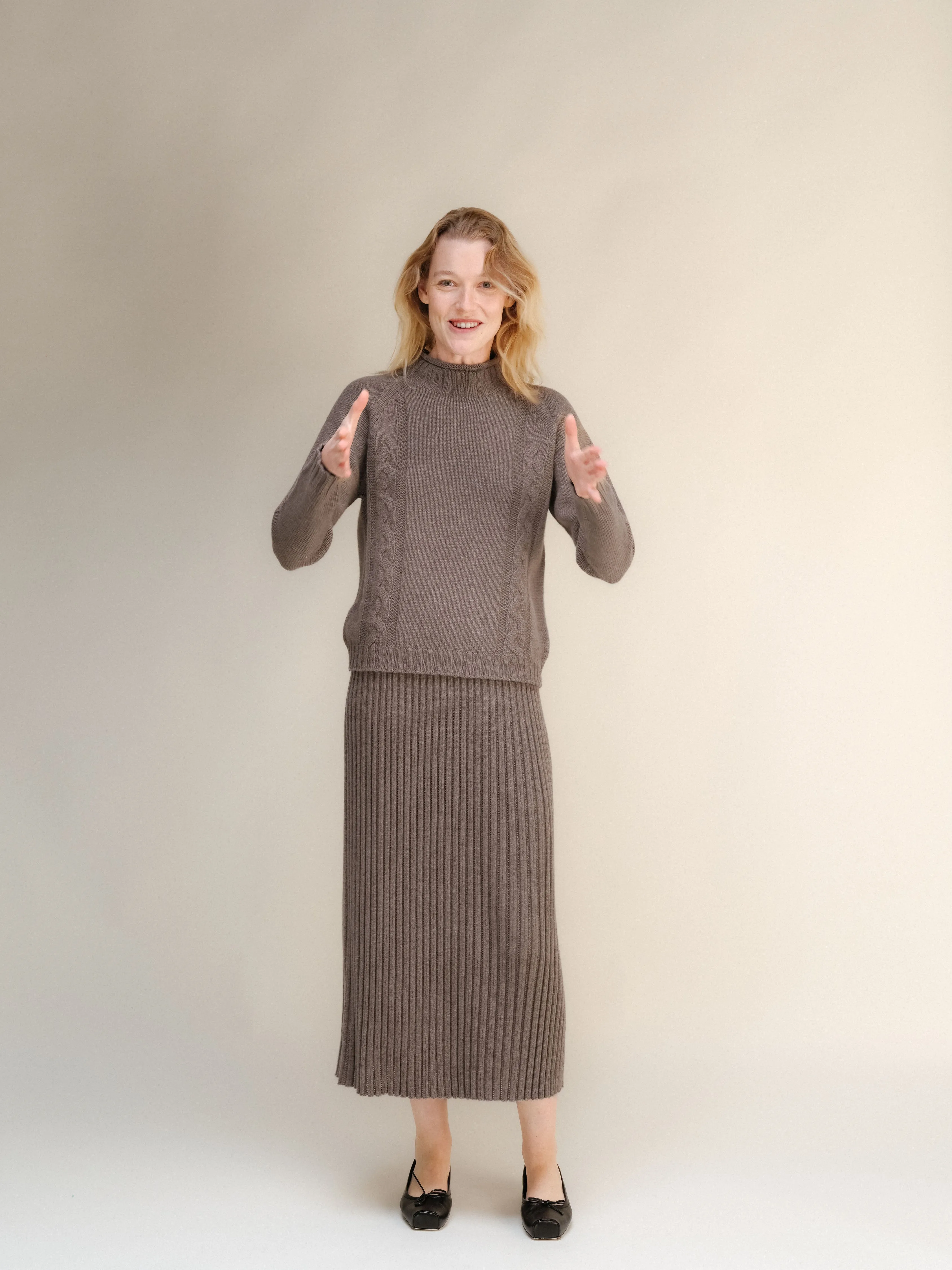 Cashmere Mix Perforated Skirt (3D-Knit)