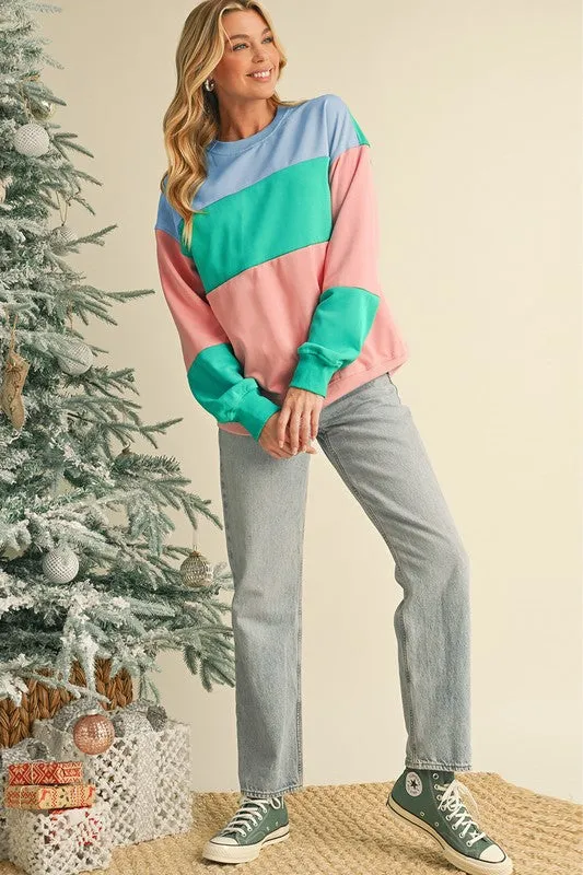 Colorblock Patchwork Drop Shoulder Sweatshirt