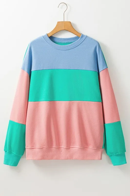 Colorblock Patchwork Drop Shoulder Sweatshirt