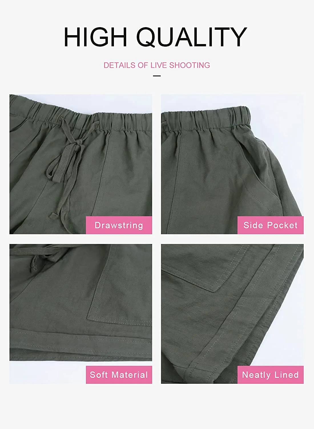 Comfy Drawstring (with elastic waist) Casual Pocketed Shorts