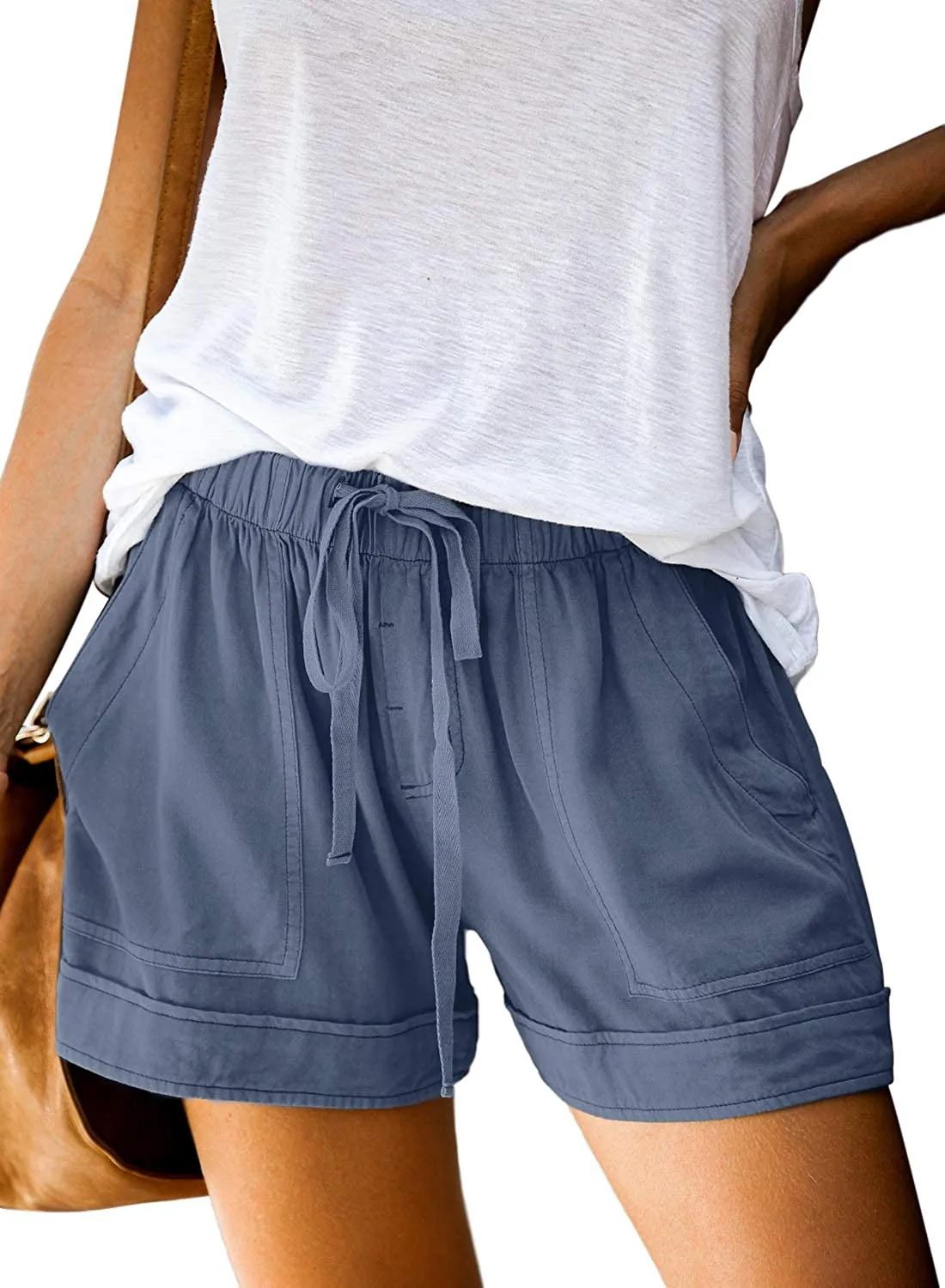 Comfy Drawstring (with elastic waist) Casual Pocketed Shorts