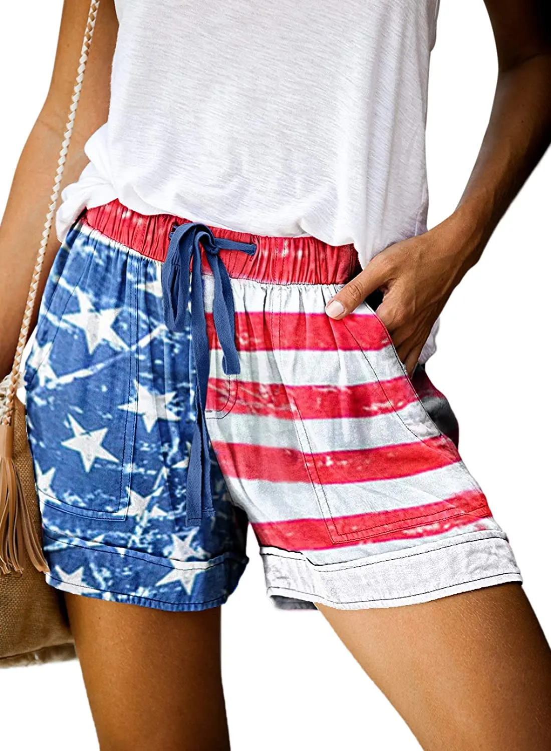 Comfy Drawstring (with elastic waist) Casual Pocketed Shorts