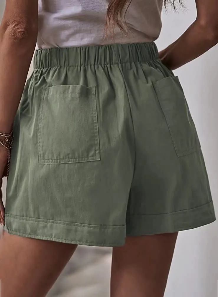 Comfy Drawstring (with elastic waist) Casual Pocketed Shorts