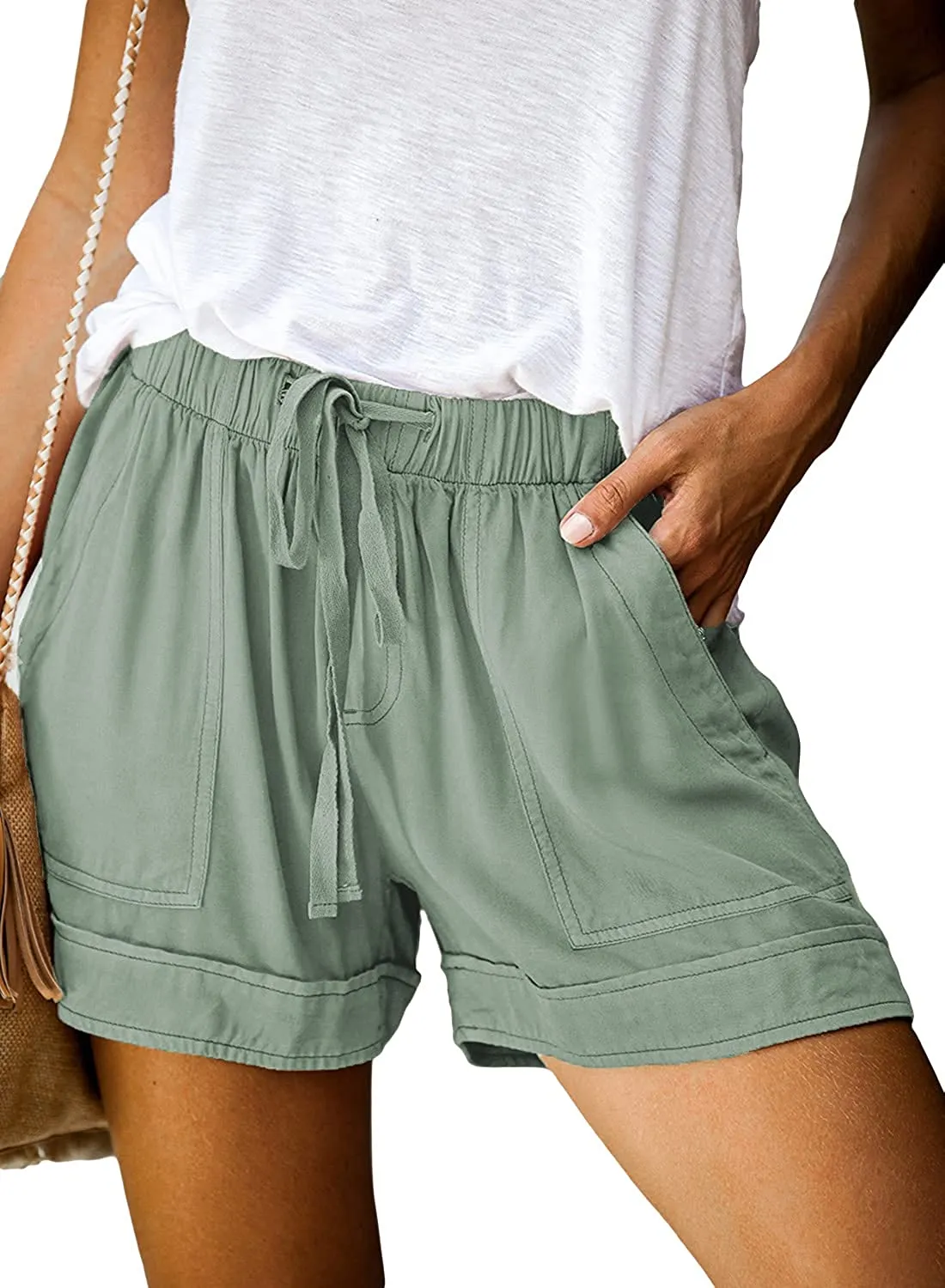 Comfy Drawstring (with elastic waist) Casual Pocketed Shorts