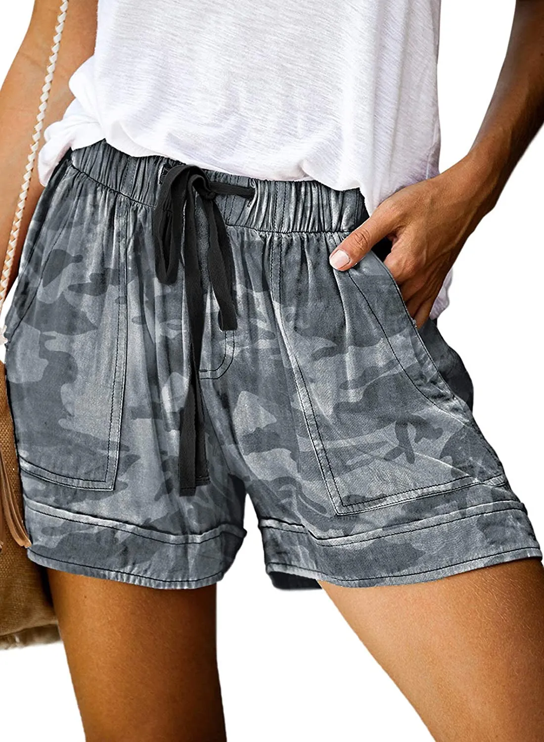 Comfy Drawstring (with elastic waist) Casual Pocketed Shorts