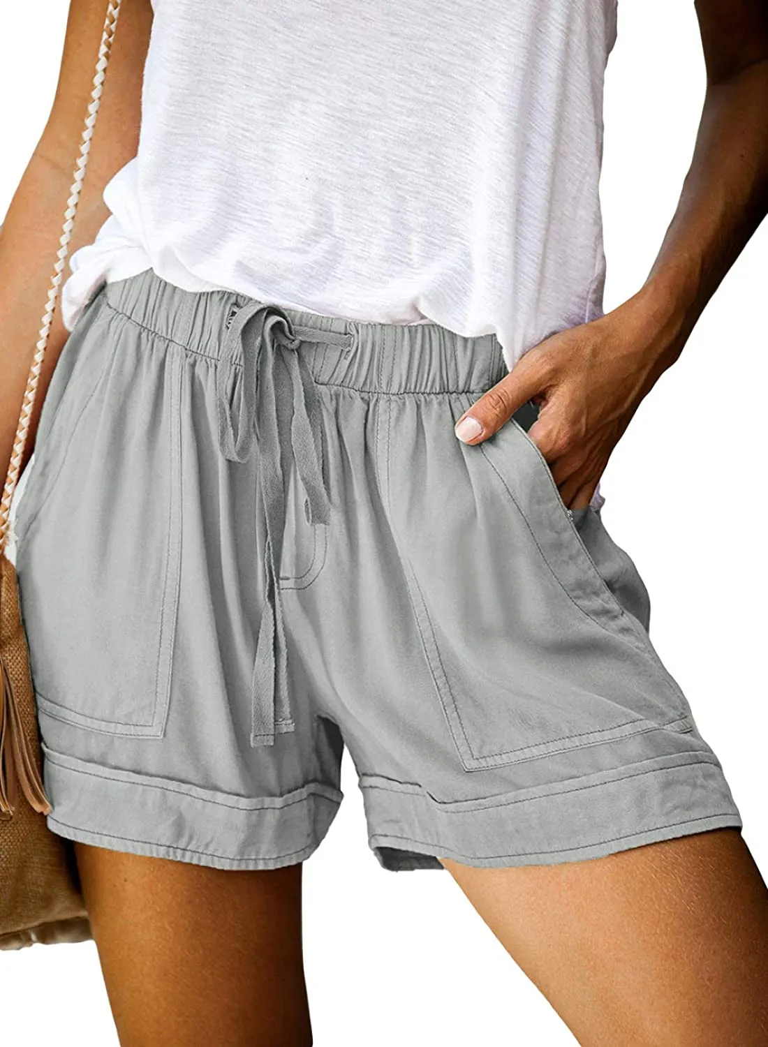 Comfy Drawstring (with elastic waist) Casual Pocketed Shorts