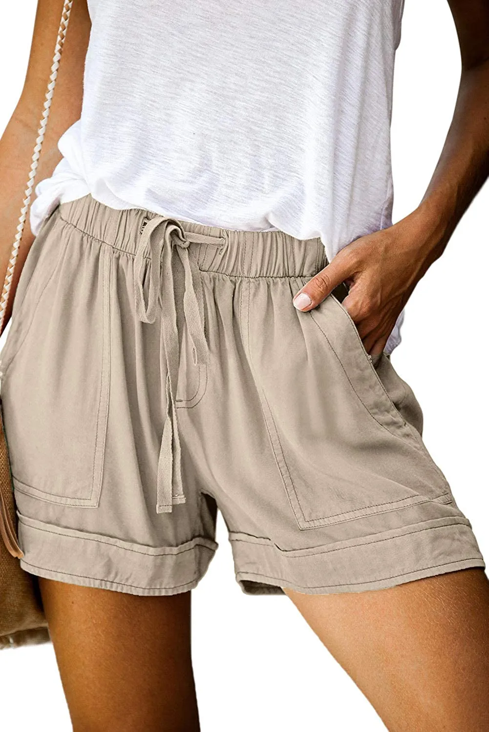 Comfy Drawstring (with elastic waist) Casual Pocketed Shorts