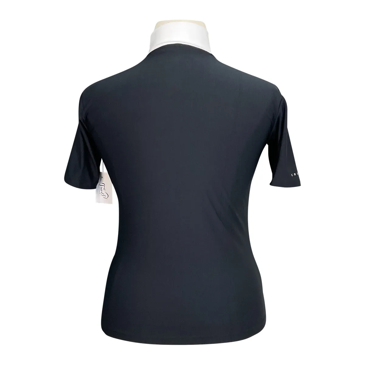 CRINIĒRE Mon Cherie Short Sleeve Training Show Shirt in Black with White Collar - Women's Large