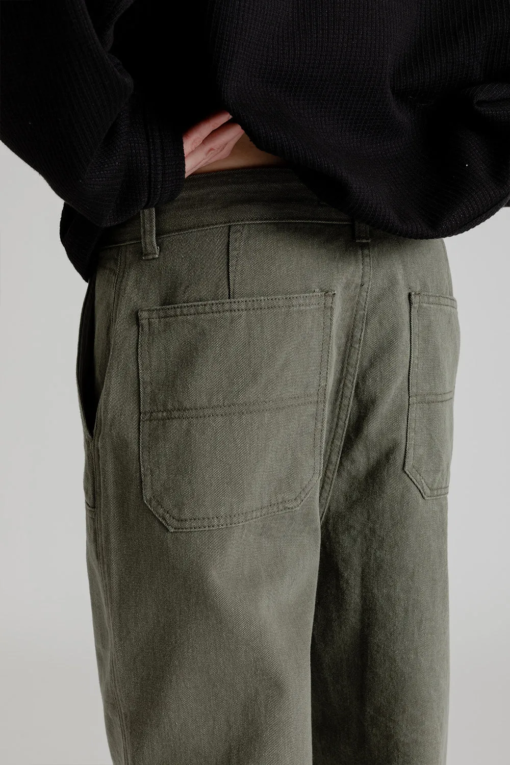 Double Knee Relaxed Pants - Olive