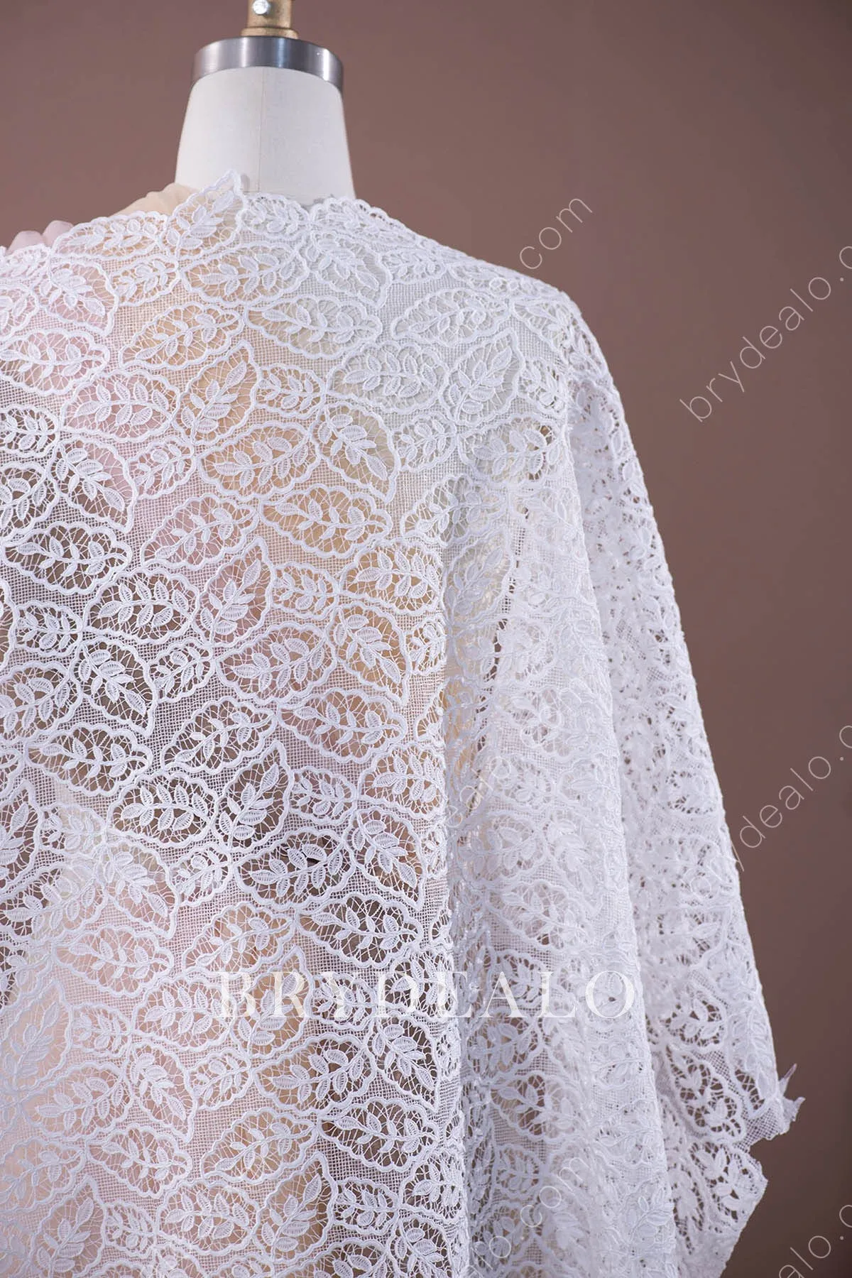 Elaborate Double Border Leaf Lace Fabric