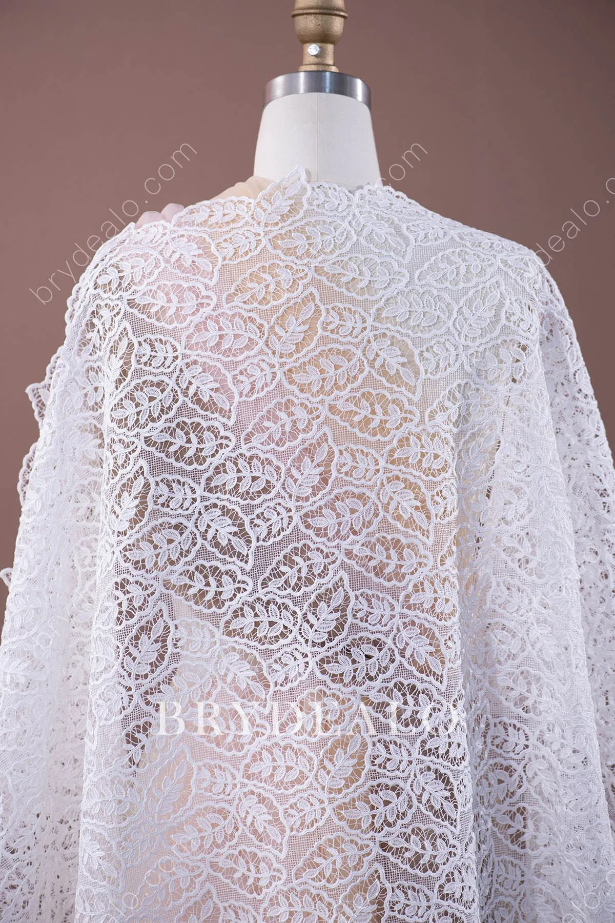 Elaborate Double Border Leaf Lace Fabric