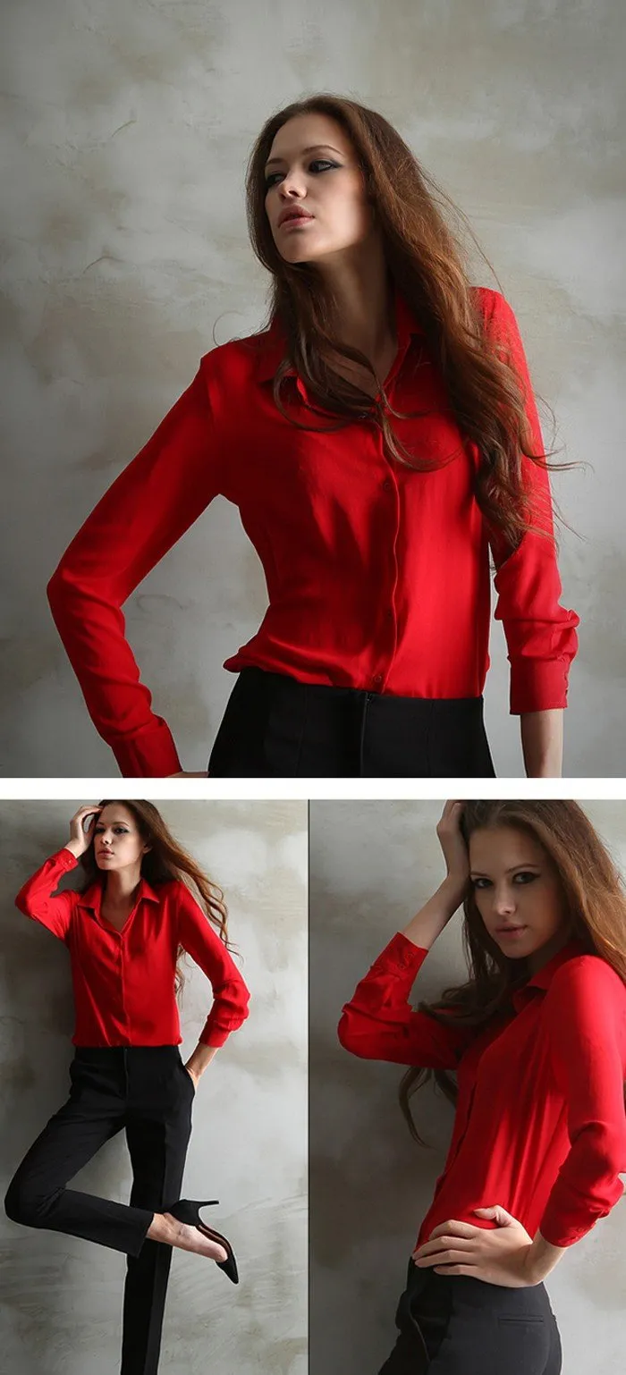 Elegant Ladies Chiffon Office Formal Shirts