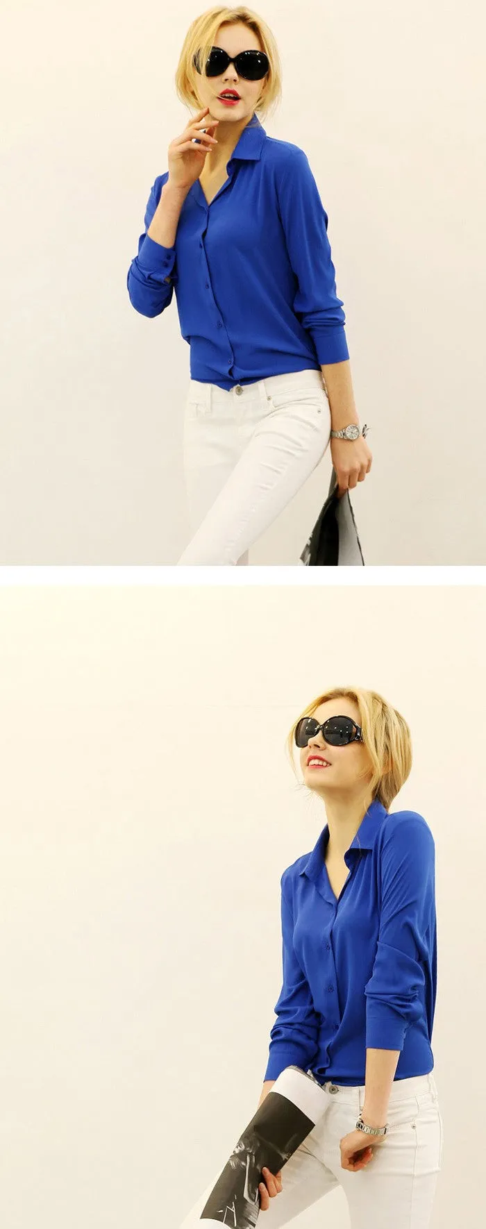 Elegant Ladies Chiffon Office Formal Shirts