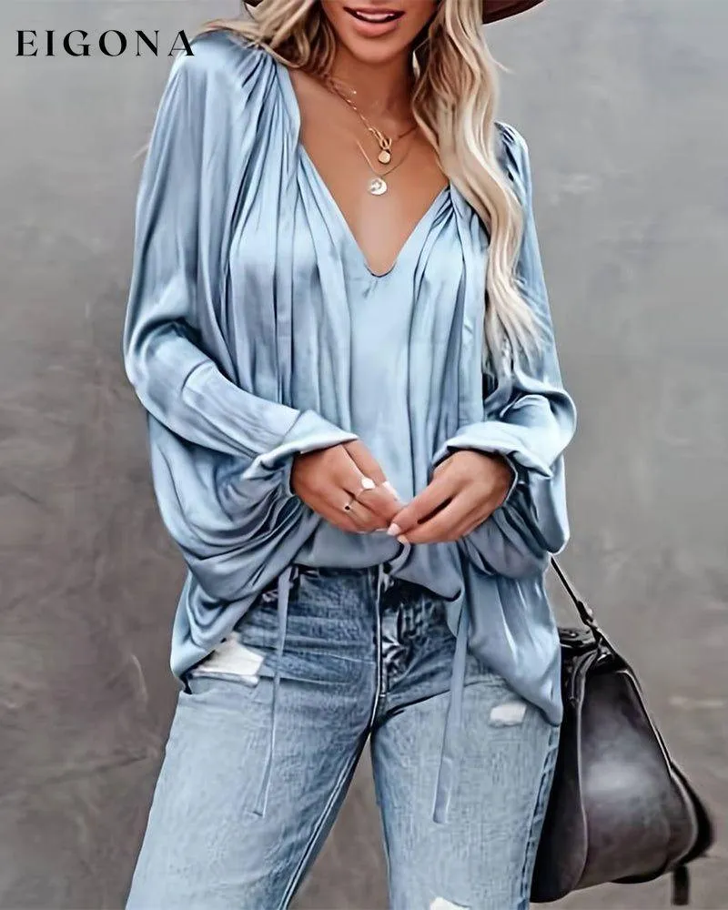 Elegant pleated solid color top