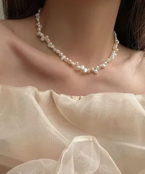 Elegant White Alloy Pearl Tassel Gratuated Bead Necklace GH1058