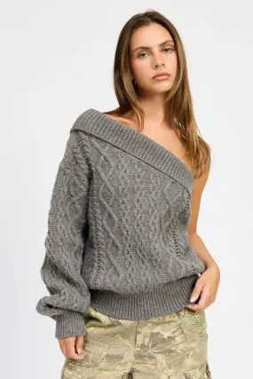 EMORY PARK Oversized One Shoulder Knit Sweater