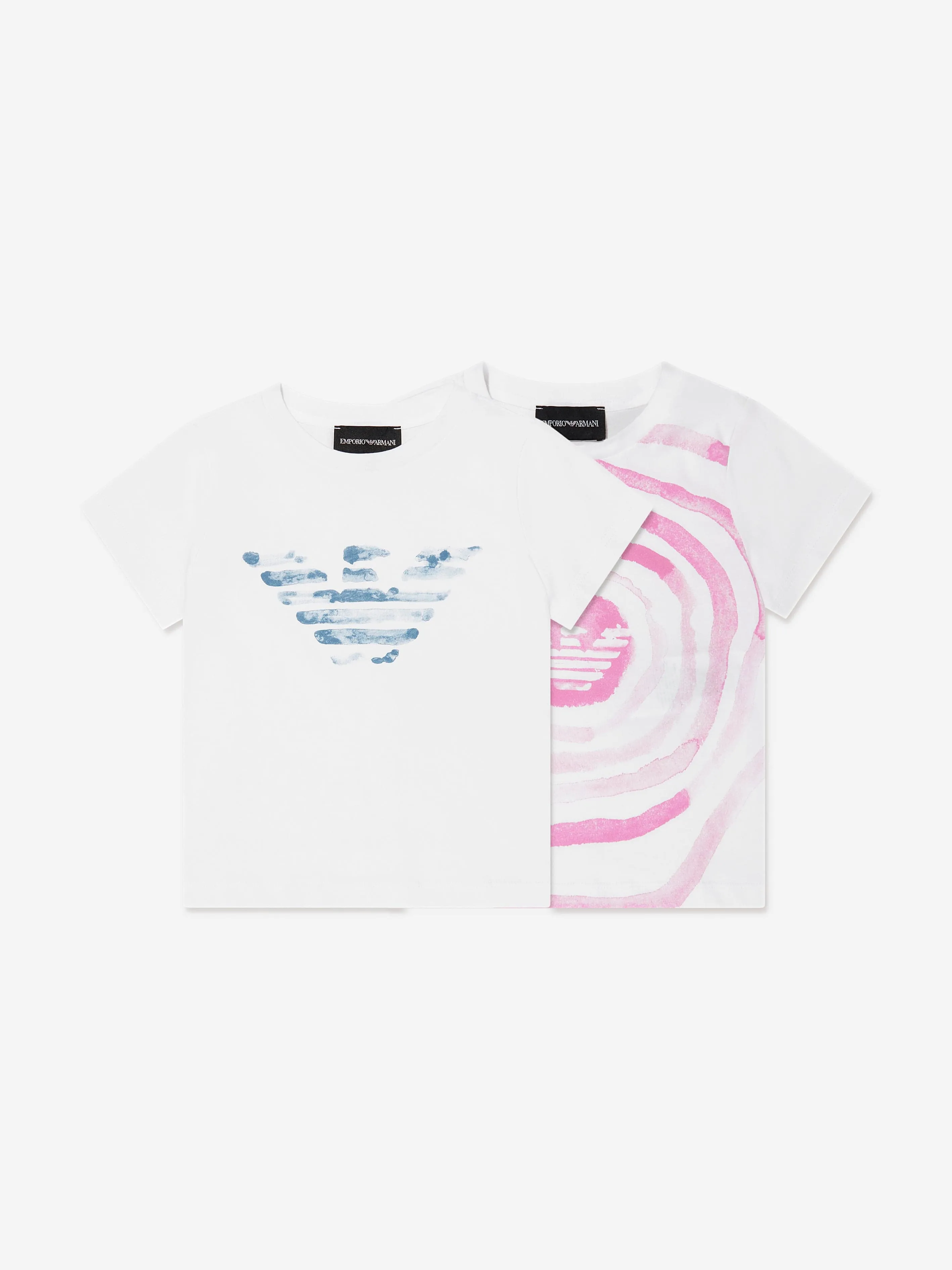 Emporio Armani Girls Logo T-Shirt Set (2 Pack) In White