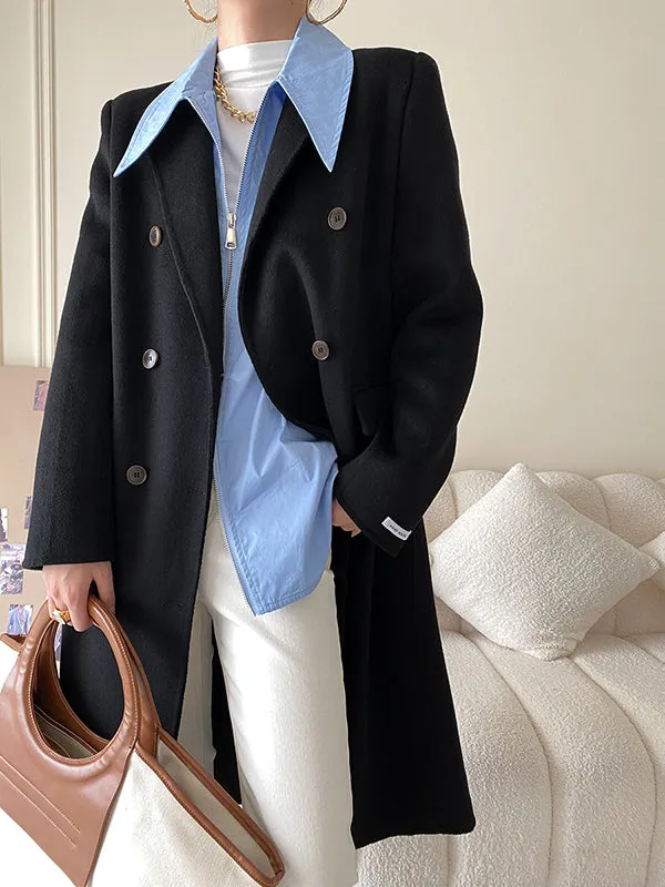 Fashion Long Sleeves Solid Color Zipper Lapel Collar Blouses