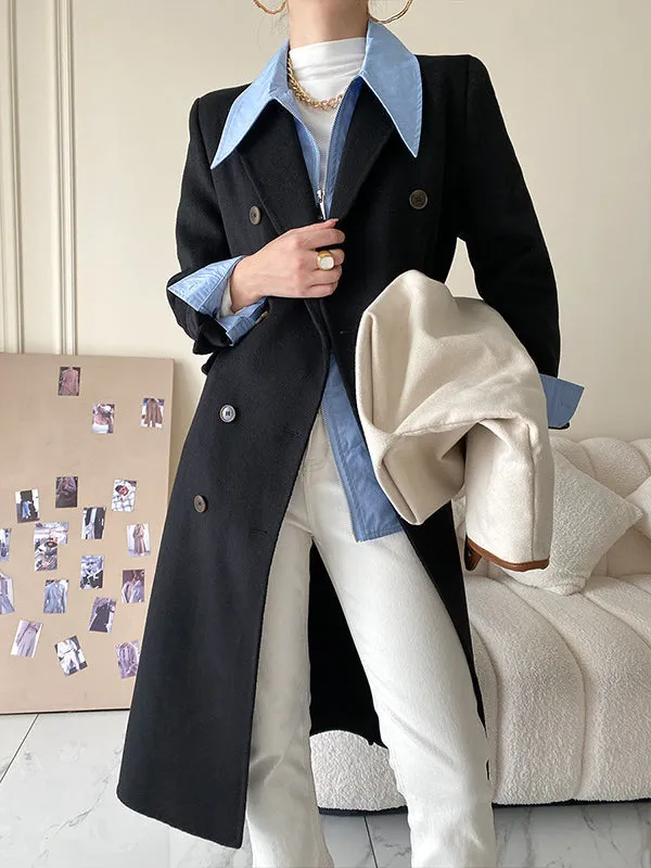 Fashion Long Sleeves Solid Color Zipper Lapel Collar Blouses