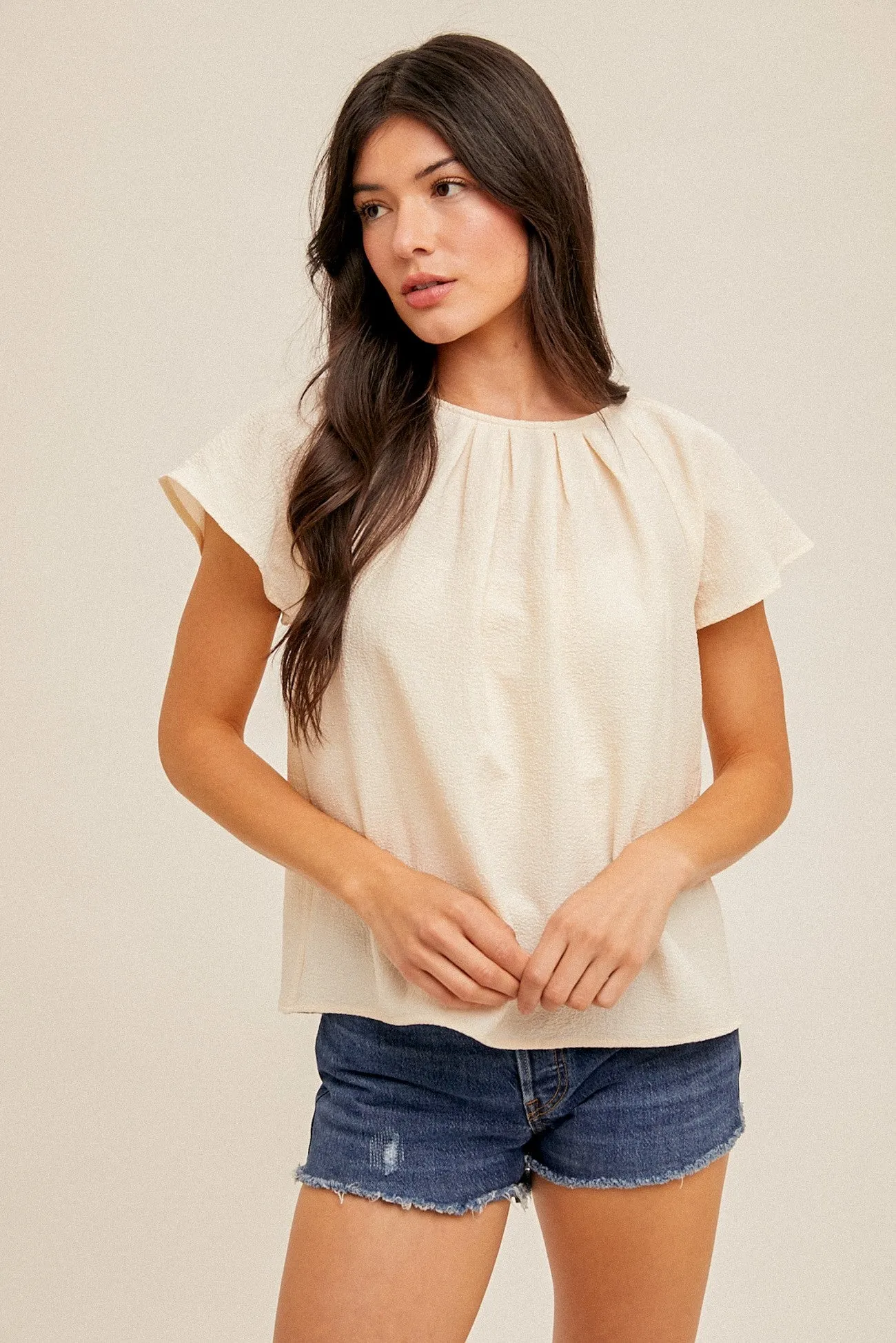 Flutter Sleeve Open Back Top