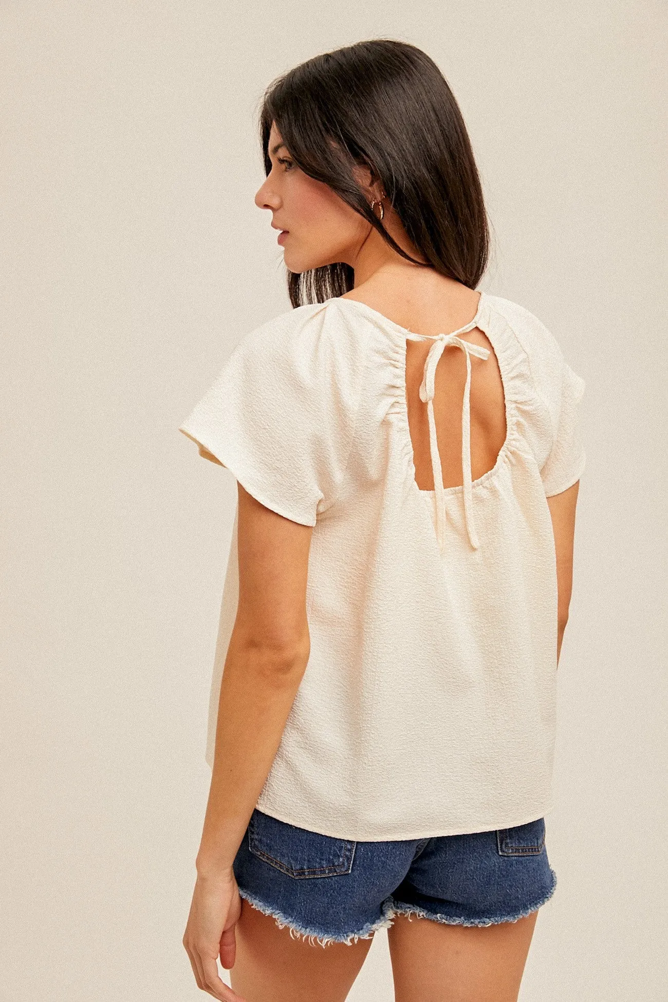 Flutter Sleeve Open Back Top