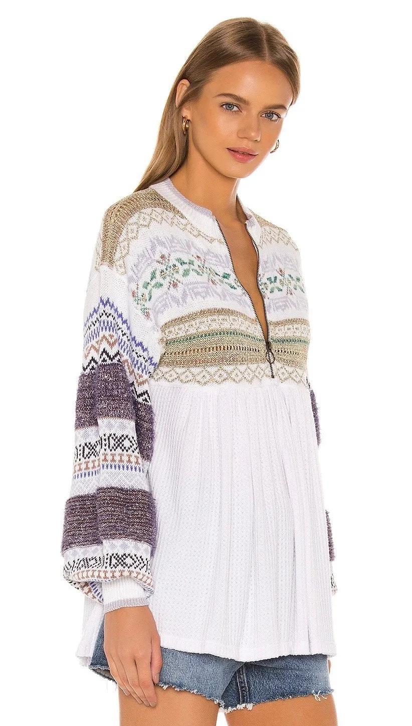 Free People Cozy Cottage Sweater White